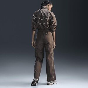 Nike Brown Women's Track Pants with White Piping